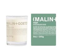 MALIN+GOETZ Sage Candle 255g - Luxury Scented Candle with Natural Wax Blend, Cotton Wick & 60 Hour Slow Burn - Eucalyptus, Orange, Sage, Lavender, Cedarwood, Moss & Leather Home Fragrance
