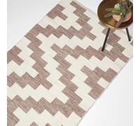 HOMESCAPES Malina Brown & Natural Kilim Cotton Rug - 90 x 150 cm
