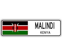 Malindi, Kenya Street Sign Kenyan Flag City Country Road Wall Gift Street Sign 4x16 inches