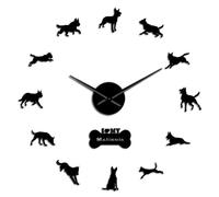 Malinois Police K9 Dog German Shepherd Beware of Dog Silent Quartz 3D DIY Wall Clock Personalized Clock Watch Dog Lover Gift(Black,27inch)