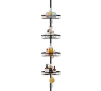 MALIRUE Telescopic Corner Shower Caddy, 4-Tier Adjustable Shower Shelves Rustproof Bathroom Corner Shelf, Shower Caddy No Drilling for Bathroom Accessories Storage, Black- 73-302cm