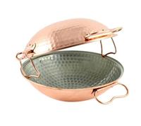Mali's C20017 - Cataplana Frying Pan, Hammered Copper Wok with Tinned Interior - Oven, All Heat Sources Except Induction, Diameter 24 cm