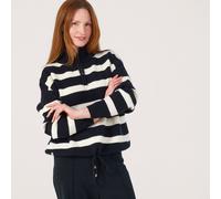 Malissa J Half Zip Stripe Knit Top DENIM WINTER WHITE M/L