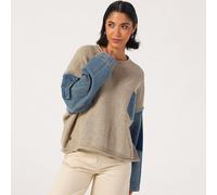 Malissa J Mix Denim Knit Jumper with Chest Pocket STONE DENIM ONE SIZE
