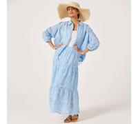 Malissa J Part Lined Broderie Anglaise Tiered Maxi Skirt WHISPY BLUE M/L