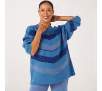 Malissa J Round Neck Chevron Stripe Knit Jumper BLUE MULTI ONE SIZE