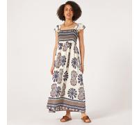 Malissa J Ruffle Sleeve Dress with Elasticated Shirring NAVY MONO M/L