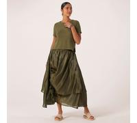 Malissa J Silky Textured Ties And Ruched Detail Skirt Elastic Waist OYSTER ONE SIZE