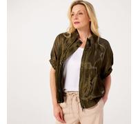 Malissa J Silky Textured Zip Through Jacket Elbow Length Sleeves OYSTER M/L