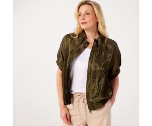 Malissa J Silky Textured Zip Through Jacket Elbow Length Sleeves OYSTER M/L