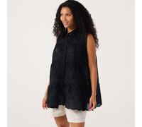 Malissa J Sleeveless Broderie Anglaise Tiered Shirt BLACK ONE SIZE