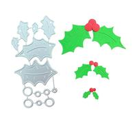 MALISTLN Scrapbooking Die Cuts - Christmas Holly Leaves with Berries Metal Die for DIY Embossing, Card Making, Photo Decorative Paper Dies, Scrapbooking, 100% Carbon Steel, Reusable, Washable
