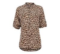 Malito 2310 Women's Slip-On Blouse, Long Sleeve Blouse with Animal Print, Roll-Up Tunic, Leopard Blouse, Office and Everyday Use, Leo 1, 36-42