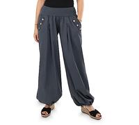 Malito 23245H Women's Baggy Trousers, Fabric Trousers for Beach and Everyday Use, Loose Leisure Trousers for Summer, Casual Aladdin Trousers, One Size, darkgray, 8/14 UK