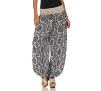 Malito 7198 Women's Pump Trousers with Yoga Pattern Harem Trousers for Dance Aladin Trousers for Chilling - Beige - One Size