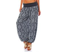 Malito 7198 Women's Pump Trousers with Yoga Pattern Harem Trousers for Dance Aladin Trousers for Chilling - Grey - One Size