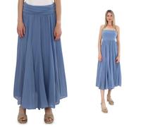 Malito 80150 Women's Maxi Skirt - Loose Cut Bandeau Dress Made of Cotton - Skirt with Elastic Jersey Waistband - One Size, denim blue, 8-14