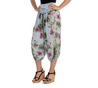 Malito 8938 Women's Aladdin Trousers with Floral Pattern, Harem Trousers for Dancing, Baggy Trousers for Chilling - Casual Trousers - Harem Trousers, turquoise, 8-16