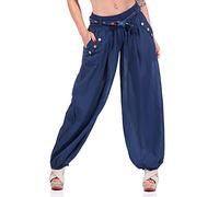 Malito Bloomers with Belt Classic Design Boyfriend Pants Aladin Harem Pants Baggy Yoga 3417 Women One Size (Dark Blue)