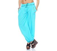 Malito Bloomers with Belt Classic Design Boyfriend Pants Aladin Harem Pants Baggy Yoga 3417 Women One Size (Light Blue)