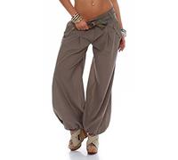 Malito Bloomers with Belt Classic Design Boyfriend Pants Aladin Harem Pants Baggy Yoga 3417 Women One Size (Fango)