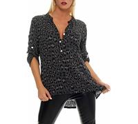 Malito Blouse with Animal Print Safari 3/4 Tunic Top T-Shirt Loose Longsleeve Slim Fit Skinny Straight Oversized 6702 Women One Size (Dark Grey)