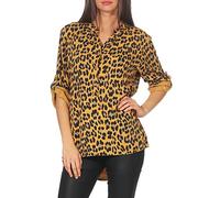malito Blouse with Animal Print Safari 3/4 Tunic Top T-shirt Loose Longsleeve Slim Fit Skinny Straight Oversized 6702 Women One Size (yellow)