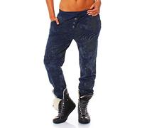 Malito Boyfriend Pants Classic Baggy Trousers Aladin Bloomers Yoga Wrap Twist 83728 Women One Size (Dark Blue)