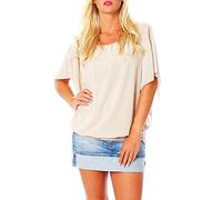 Malito Elegant Blouse Tunic Top T-Shirt Loose Longsleeve Slim Fit Skinny Straight Oversized 6296 Women One Size (Beige)