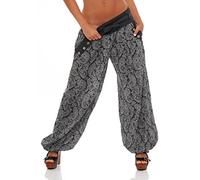 Malito Harem Pants with Orient Print Boyfriend Pants Aladin Bloomers Baggy Yoga 3488 Women One Size (Dark Grey)