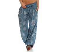 Malito Harem Pants with Summery Print Boyfriend Pants Aladin Bloomers Baggy Yoga 3481 Women One Size (Light Blue)