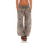 Malito Harem Pants with Summery Print Boyfriend Pants Aladin Bloomers Baggy Yoga 3481 Women One Size (Fango)