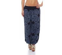 Malito Women Bloomers Spiral Design Pants Aladin Harem Boyfriend Baggy Yoga 1718 (Dark Blue)