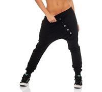 Malito Women Boyfriend Pants Classic Buttons Baggy Trousers Aladin Bloomers Yoga 8023 (Black)