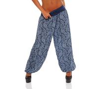 Malito Women Harem Pants with Orient Print Boyfriend Pants Aladdin Baggy Yoga 8580 (Blue)