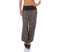 Malito Women Harem Pants with Orient Print Boyfriend Pants Aladdin Baggy Yoga 8580 (Dark Brown)