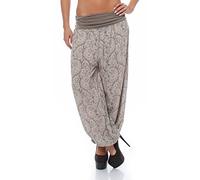 Malito Women Harem Pants with Orient Print Boyfriend Pants Aladdin Baggy Yoga 8580 (Light Brown)