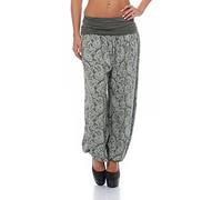 Malito Women Harem Pants with Orient Print Boyfriend Pants Aladdin Baggy Yoga 8580 (Olive)