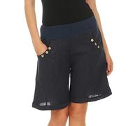 Malito Women Linen Shorts Casual Pants Bermuda Hot Pants Uni Colors 8024 (Dark Blue, M)