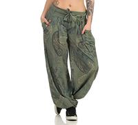 Malito Women´s Bloomers with Pattern Harems Trousers 3485 (fits from Size 6 to Size 12, Olive)