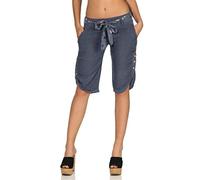 Malito Women Short Pants Linen Trousers Leisure Chino 8186 (Jeans Blue, XXL)