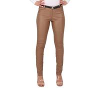 Malito - Women's Chino Trousers - Chic Elastic Leather Look Trousers - Festive Elegant Stretch Women's Trousers 1031 (S-XXL), light brown, L