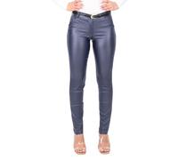 Malito - Women's Chino Trousers - Chic Elastic Leather Look Trousers - Festive Elegant Stretch Women's Trousers 1031 (S-XXL), darkblue, L