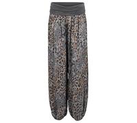 Malito - Women's Harem Trousers Leo Print - Airy Light Pump Trousers - Thin Summer Beach Trousers - Leisure Trousers Aladdin Trousers for Chilling 1484 (XS-XL), darkgray, 8-16