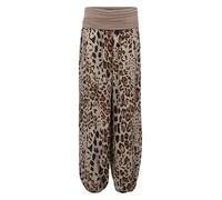 Malito - Women's Harem Trousers Leo Print - Airy Light Pump Trousers - Thin Summer Beach Trousers - Leisure Trousers Aladdin Trousers for Chilling 1484 (XS-XL), Fango, 8-16