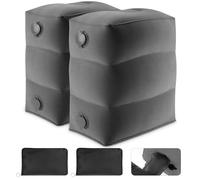 Maliton Airplane Footrest with Quick-Inflate Bag, Inflatable Foot Rest, 3-Level Adjustable Height Travel Pillow On Airplanes, Cars, Office, Portable Travel Essentials (Dark Grey, 2 Packs)