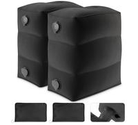 Maliton Airplane Footrest with Quick-Inflate Bag, Inflatable Foot Rest, 3-Level Adjustable Height Travel Pillow On Airplanes, Cars, Office, Portable Travel Essentials (Black, 2 Packs)