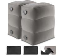 Maliton Airplane Footrest with Quick-Inflate Bag, Inflatable Foot Rest for Kids & Adults, 3-Level Adjustable Height Travel Pillow On Airplanes, Cars, Office, Portable Travel Essentials (Grey, 2Packs)