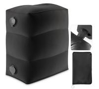 Maliton Airplane Footrest with Quick-Inflate Bag, Inflatable Foot Rest for Kids & Adults, 3-Level Adjustable Height Travel Pillow On Airplanes, Cars, Office, Portable Travel Essentials (Black, 1Pack)