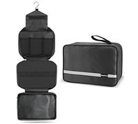 Maliton Hanging Toiletry Bag, Waterproof Large Mens Wash Bag, Foldable Travel Toiletry Bag with 4 Compartments, Travel Essentials for Business Trip, Vacation and for Overnight & Shower(Black)